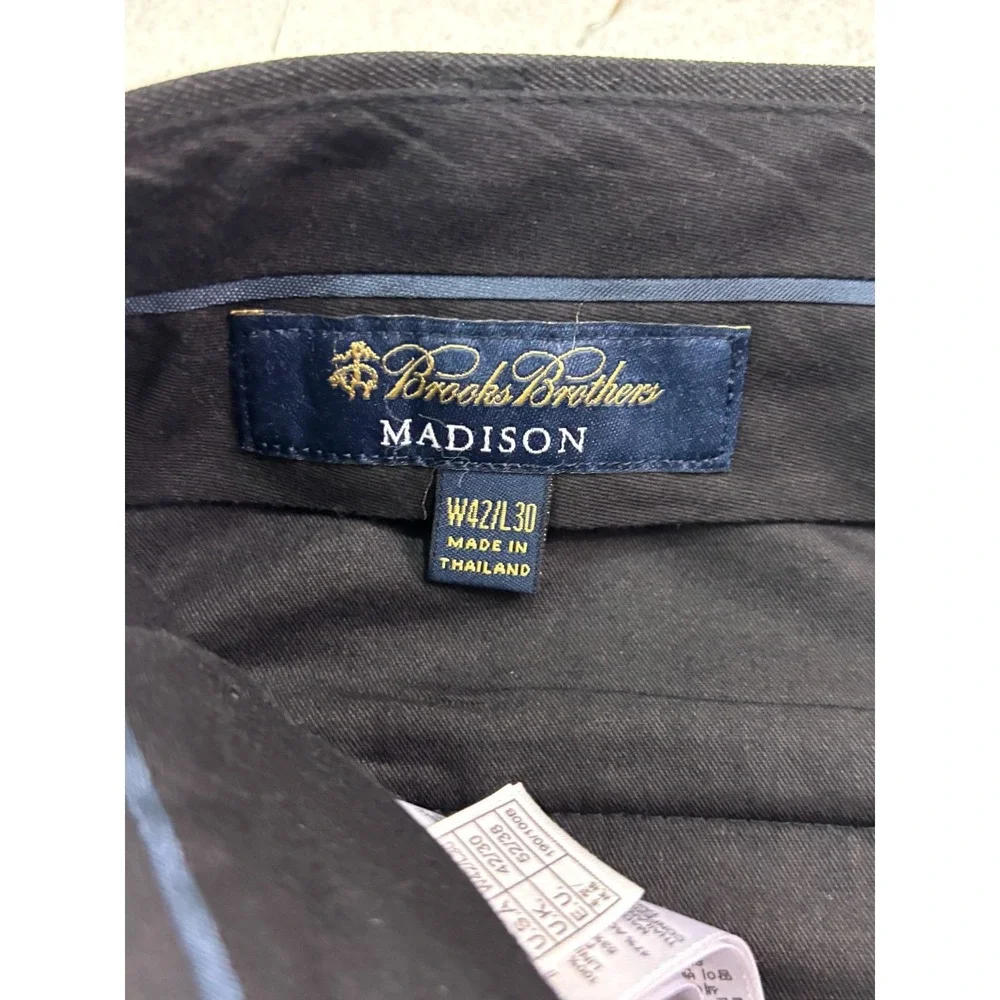 Brooks Brothers 42x30 Charcoal Madison‎ Dress Suit Pants Wool Flat Front Trouser